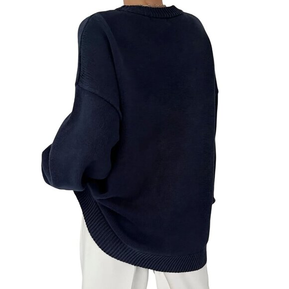 Structure Vintage Navy French Crest Knit Crewneck Sweater Embroidered Size XL - Picture 4 of 6